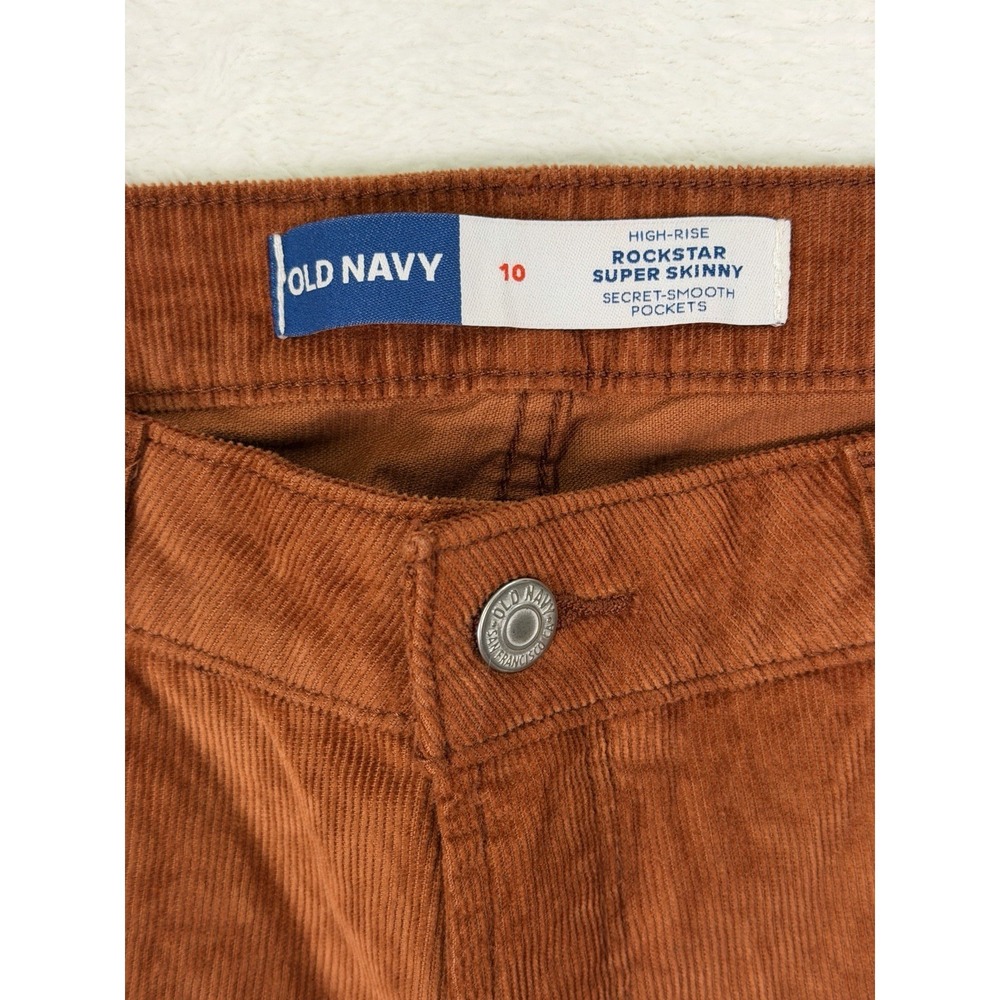 New Old Navy Pants Womens 10 Orange Corduroy High Rise Rockstar Super Skinny - Picture 7 of 9